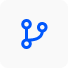 An ai-powered blue icon with a blue circle in the middle, showcasing automation capabilities.