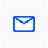 An ai-powered blue email icon on a white background.